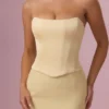 Rochie de domnișoară de onoare Avielle din satin, culoare galben unt