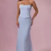 Rochie de domnișoară de onoare cu corset din satin Avielle în albastru pudră Rochie de domnișoară de onoare cu corset din satin Avielle în albastru pudră