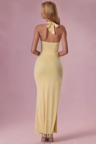 Rochie de domnișoară de onoare tip corset din jersey Olivette, în nuanța Butter Yellow Rochie de domnișoară de onoare tip corset din jersey Olivette, în nuanța Butter Yellow