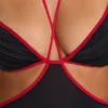 Rochie de seară Bella cu decupaje și borduri contrastante, în culoarea neagră