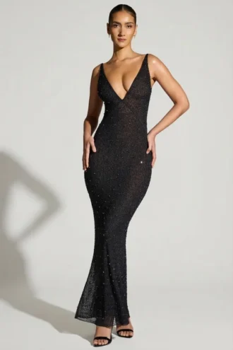 Rochie de seară Colmar cu decolteu adânc și ornamente, negru Rochie de seară Colmar cu decolteu adânc și ornamente, negru