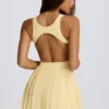Rochie de tenis plisată cu spate decupat Soft Active, culoare lămâie