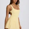 Rochie de tenis plisată cu spate decupat Soft Active, culoare lămâie