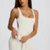 Rochie de tenis plisată cu spate decupat Soft Active în culoarea Ivory