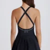 Rochie de tenis plisată Soft Active cu spate încrucișat, negru