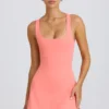 Rochie de tenis Soft Active cu spate decupat, culoare coral