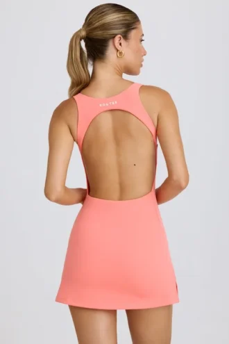 Rochie de tenis Soft Active cu spate decupat, culoare coral Rochie de tenis Soft Active cu spate decupat, culoare coral