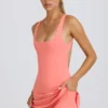 Rochie de tenis Soft Active cu spate decupat, culoare coral