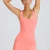 Rochie de tenis Soft Active cu spate decupat, culoare coral
