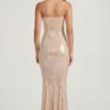 Rochie din dantelă cu guler pătrat și ornamente Sima, în nuanța Pale Peach Rochie din dantelă cu guler pătrat și ornamente Sima, în nuanța Pale Peach