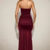 Rochie drapată cu bandou din satin Aisra, în nuanța roșu vin Rochie drapată cu bandou din satin Aisra, în nuanța roșu vin