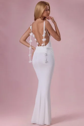 Rochie drapată din jersey Alora, albă Rochie drapată din jersey Alora, albă