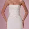 Rochie fără bretele cu corset decorat Melora, în culoarea Ivory Rochie fără bretele cu corset decorat Melora, în culoarea Ivory