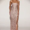 Rochie fără bretele cu decolteu bandeau și ornamente Solenna, în culoarea roz auriu Rochie fără bretele cu decolteu bandeau și ornamente Solenna, în culoarea roz auriu