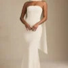 Rochie fără bretele cu detalii de eșarfă Imogene, culoare ivoriu Rochie fără bretele cu detalii de eșarfă Imogene, culoare ivoriu