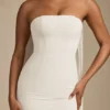 Rochie fără bretele cu detalii de eșarfă Imogene, culoare ivoriu Rochie fără bretele cu detalii de eșarfă Imogene, culoare ivoriu