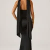 Rochie fără bretele cu detalii eșarfă Mandi, negru Rochie fără bretele cu detalii eșarfă Mandi, negru