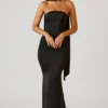 Rochie fără bretele cu detalii eșarfă Mandi, negru Rochie fără bretele cu detalii eșarfă Mandi, negru
