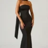 Rochie fără bretele cu detalii eșarfă Mandi, negru Rochie fără bretele cu detalii eșarfă Mandi, negru