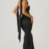 Rochie fără bretele cu detalii eșarfă Mandi, negru Rochie fără bretele cu detalii eșarfă Mandi, negru
