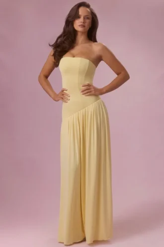 Rochie fără bretele din jersey Evelina, galben unt Rochie fără bretele din jersey Evelina, galben unt