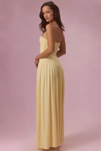 Rochie fără bretele din jersey Evelina, galben unt Rochie fără bretele din jersey Evelina, galben unt