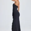 Rochie lungă corset cu volane și bandă în formă de bandou Tallullah, negru Rochie lungă corset cu volane și bandă în formă de bandou Tallullah, negru