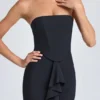 Rochie lungă corset cu volane și bandă în formă de bandou Tallullah, negru Rochie lungă corset cu volane și bandă în formă de bandou Tallullah, negru