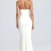 Rochie lungă cu corset și volane Tallullah, culoare ivoriu