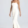 Rochie lungă cu corset și volane Tallullah, culoare ivoriu