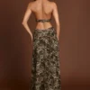 Rochie lungă cu decupaj adânc Tarsia, cu imprimeu leopard