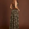 Rochie lungă cu decupaj adânc Tarsia, cu imprimeu leopard