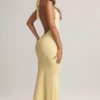 Rochie lungă cu gât halter Hallie din modal, în nuanța Lemon Sherbet Rochie lungă cu gât halter Hallie din modal, în nuanța Lemon Sherbet