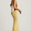 Rochie lungă cu gât halter Mirri Bouclé, galben