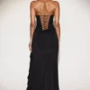 Rochie lungă cu guler cowl și volane Miravie, în negru Rochie lungă cu guler cowl și volane Miravie, în negru