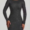 Rochie lungă cu spate decupat și ornamente Jailene, negru Rochie lungă cu spate decupat și ornamente Jailene, negru