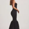 Rochie lungă cu trenă din tul Adelpha, negru Rochie lungă cu trenă din tul Adelpha, negru