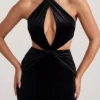Rochie lungă din catifea cu gât halter Adriana, negru intens Rochie lungă din catifea cu gât halter Adriana, negru intens