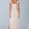Rochie lungă Elva din modal, cu decolteu în formă de inimă și talie înfășurată, în culoarea Ivory