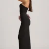 Rochie lungă fără bretele Angelique cu detaliu fundă, negru