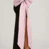 Rochie lungă fără bretele Angelique cu detaliu fundă, negru