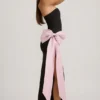 Rochie lungă fără bretele Angelique cu detaliu fundă, negru