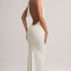 Rochie lungă Hallie din modal cu gât în V, albă Rochie lungă Hallie din modal cu gât în V, albă