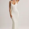 Rochie lungă Hallie din modal cu gât în V, albă Rochie lungă Hallie din modal cu gât în V, albă