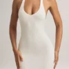 Rochie lungă Hallie din modal cu gât în V, albă Rochie lungă Hallie din modal cu gât în V, albă