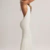 Rochie lungă Hallie din modal cu gât în V, albă Rochie lungă Hallie din modal cu gât în V, albă