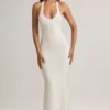 Rochie lungă Hallie din modal cu gât în V, albă Rochie lungă Hallie din modal cu gât în V, albă