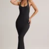 Rochie lungă Imelda din modal cu spate în formă de U, negru Rochie lungă Imelda din modal cu spate în formă de U, negru