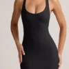 Rochie lungă Imelda din modal cu spate în formă de U, negru Rochie lungă Imelda din modal cu spate în formă de U, negru