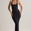 Rochie lungă Imelda din modal cu spate în formă de U, negru Rochie lungă Imelda din modal cu spate în formă de U, negru